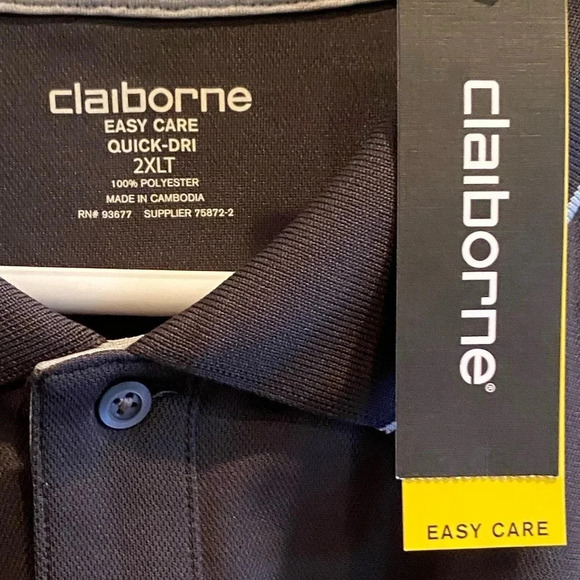 NEW CLAIBORNE MENS GRAY POLO QUICK DRY SHIRT TOP GOLF SUMMER FALL SZ 2XL T 2XLT - Picture 5 of 5